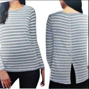 Splendid t-shirt, long sleeve, gray/white striped / size small